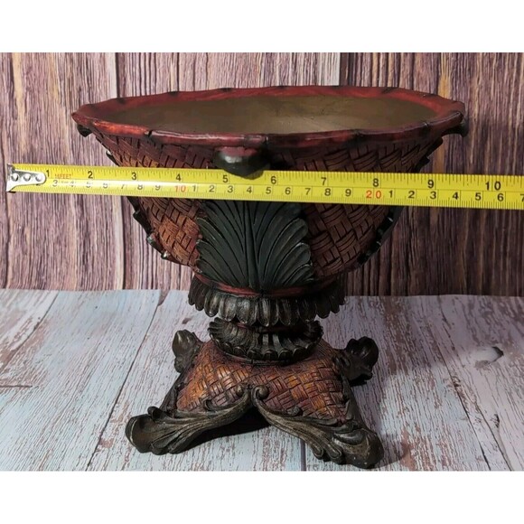 Rare  Exotic Artisan Ornate Footed Fruit Bowl  Pottery Centerpiece Heavy 4.4 lbs - Picture 9 of 17